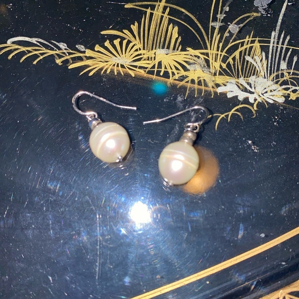 Vintage Sterling silver real pearl earnings